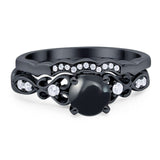 Two Piece Round Natural Stone Filigree Ring