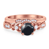 Two Piece Round Natural Stone Filigree Ring