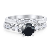 Two Piece Round Natural Stone Filigree Ring
