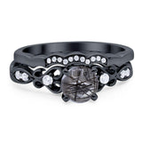 Two Piece Round Natural Stone Filigree Ring