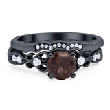 Two Piece Round Natural Stone Filigree Ring
