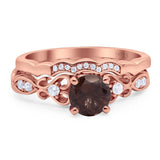 Two Piece Round Natural Stone Filigree Ring