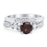 Two Piece Round Natural Stone Filigree Ring