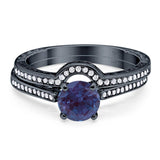 Two Piece Round Natural Stone Bridal Ring