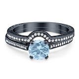 Two Piece Round Natural Stone Bridal Ring