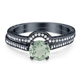 Two Piece Round Natural Stone Bridal Ring
