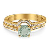 Two Piece Round Natural Stone Bridal Ring