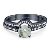 Two Piece Round Natural Stone Bridal Ring