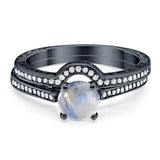 Two Piece Round Natural Stone Bridal Ring