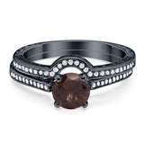 Two Piece Round Natural Stone Bridal Ring