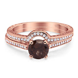 Two Piece Round Natural Stone Bridal Ring