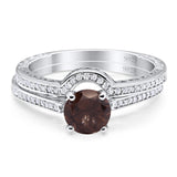 Two Piece Round Natural Stone Bridal Ring