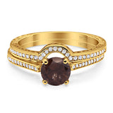 Two Piece Round Natural Stone Bridal Ring