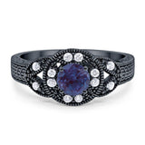 Art Deco Round Natural Stone Leaf Style Ring
