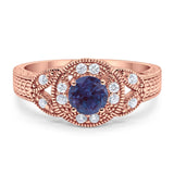 Art Deco Round Natural Stone Leaf Style Ring