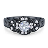 Art Deco Round Natural Stone Leaf Style Ring