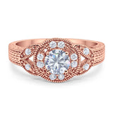 Art Deco Round Natural Stone Leaf Style Ring