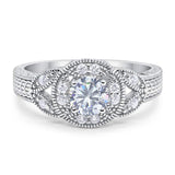 Art Deco Round Natural Stone Leaf Style Ring