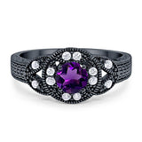 Art Deco Round Natural Stone Leaf Style Ring
