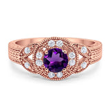 Art Deco Round Natural Stone Leaf Style Ring