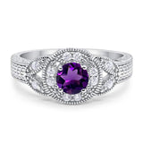 Art Deco Round Natural Stone Leaf Style Ring