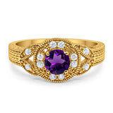 Art Deco Round Natural Stone Leaf Style Ring