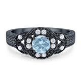 Art Deco Round Natural Stone Leaf Style Ring