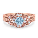 Art Deco Round Natural Stone Leaf Style Ring