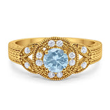 Art Deco Round Natural Stone Leaf Style Ring