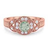 Art Deco Round Natural Stone Leaf Style Ring