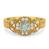Art Deco Round Natural Stone Leaf Style Ring