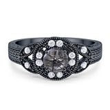 Art Deco Round Natural Stone Leaf Style Ring