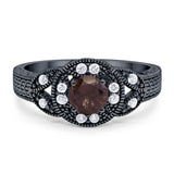 Art Deco Round Natural Stone Leaf Style Ring