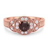 Art Deco Round Natural Stone Leaf Style Ring
