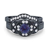 Two Piece Round Natural Stone Bridal Ring