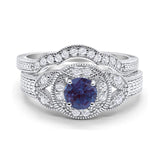 Two Piece Round Natural Stone Bridal Ring
