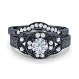 Two Piece Round Natural Stone Bridal Ring