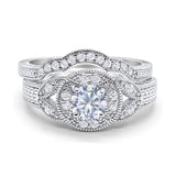 Two Piece Round Natural Stone Bridal Ring
