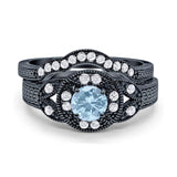 Two Piece Round Natural Stone Bridal Ring