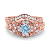 Two Piece Round Natural Stone Bridal Ring
