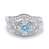 Two Piece Round Natural Stone Bridal Ring