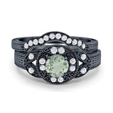Two Piece Round Natural Stone Bridal Ring