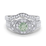 Two Piece Round Natural Stone Bridal Ring