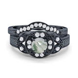 Two Piece Round Natural Stone Bridal Ring