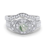 Two Piece Round Natural Stone Bridal Ring