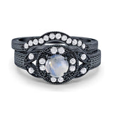 Two Piece Round Natural Stone Bridal Ring