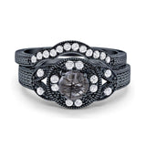 Two Piece Round Natural Stone Bridal Ring