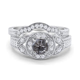 Two Piece Round Natural Stone Bridal Ring
