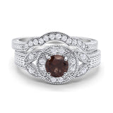 Two Piece Round Natural Stone Bridal Ring