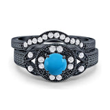 Two Piece Round Natural Stone Bridal Ring